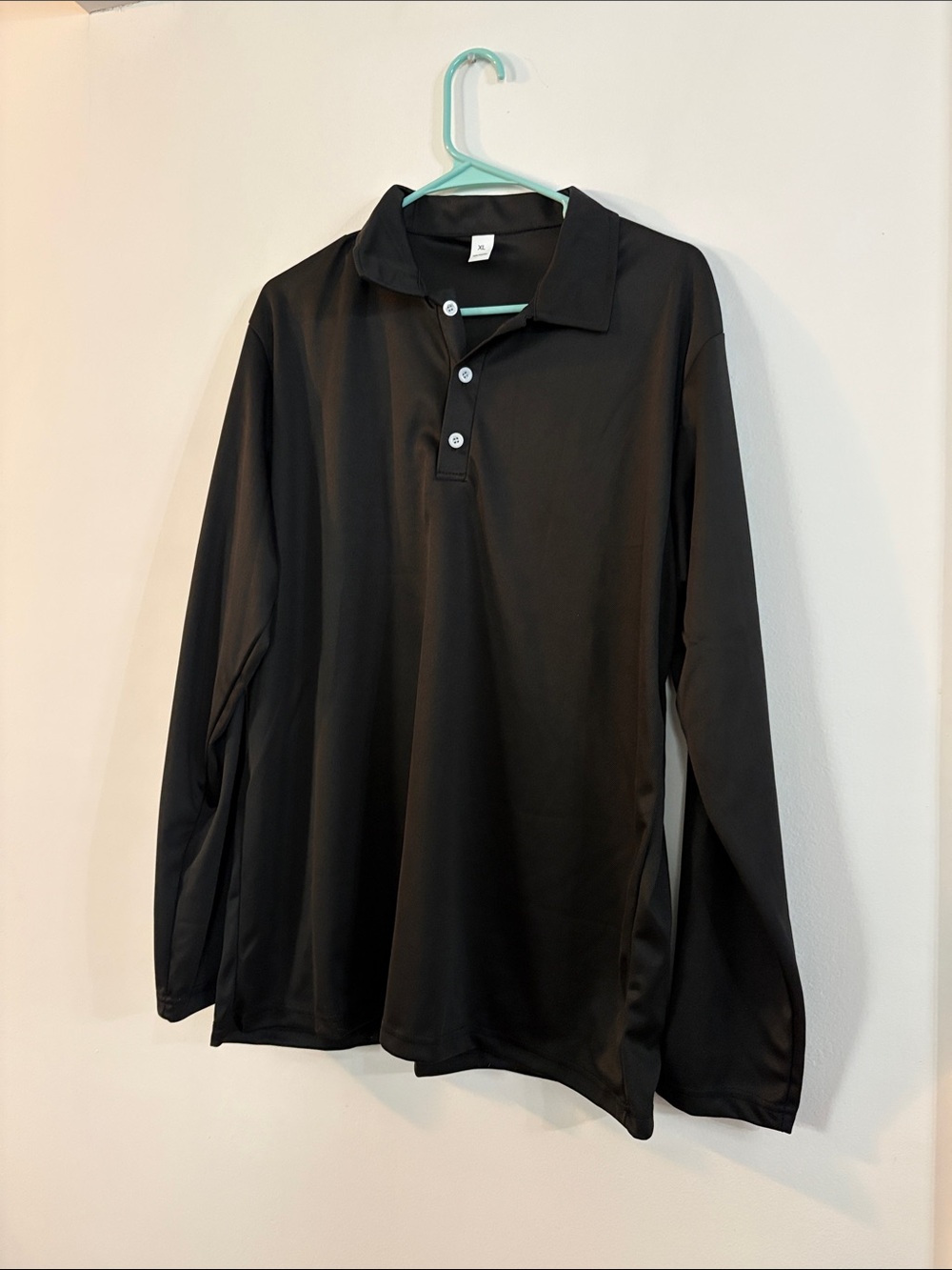 Men's Black Long-Sleeve Polo Shirt